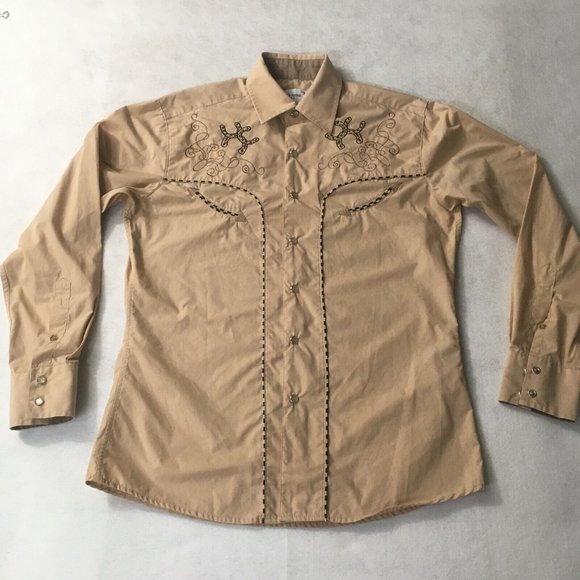 #98 Ace Of Diamond Western Pearl Snap Button Shirt Small Embroidery Black Skull - Picture 1 of 8